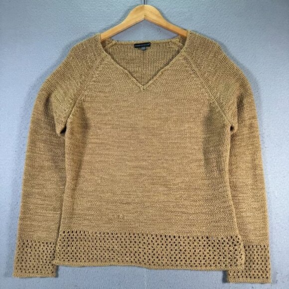 Carolyn Taylor Raglan Scoop Neck Knit Sweater Womens XL Khaki Pullover Grandma - Picture 1 of 4